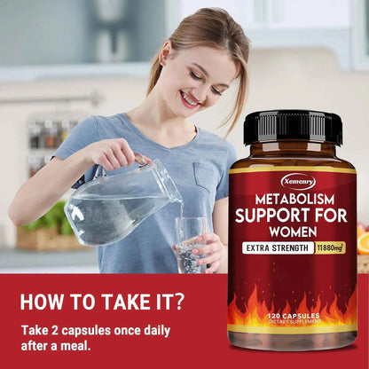 Metabolism Support for Women - Promote Fat Metabolism, Reduce Abdominal Fat, Suppress Appetite - 120 Capsules