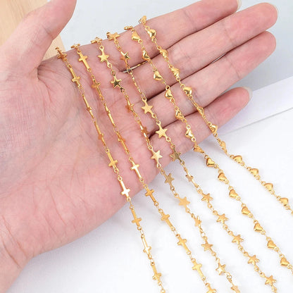 No Fade 1Meter Stainless Steel Gold Plated Embossed Link Chains DIY Women Men Necklaces Bracelets Jewelry Making Bags Chain Bulk - AMULET RING STORE