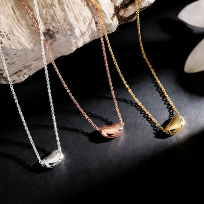 925 Sterling Silver Pea Necklace, Simple Delicate Chain Accessory, Suitable for Women's Everyday Casual Wear