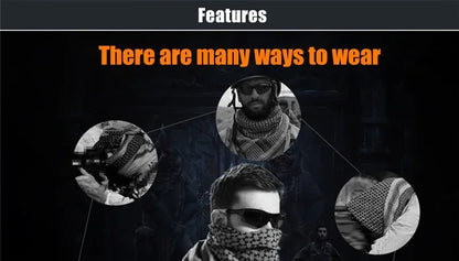 Keffiyeh Tactical Desert Scarf Wrap Shemagh Head Neck Arab Scarf Keffiyeh Scarf Wrap for Men And Women - AMULET RING STORE
