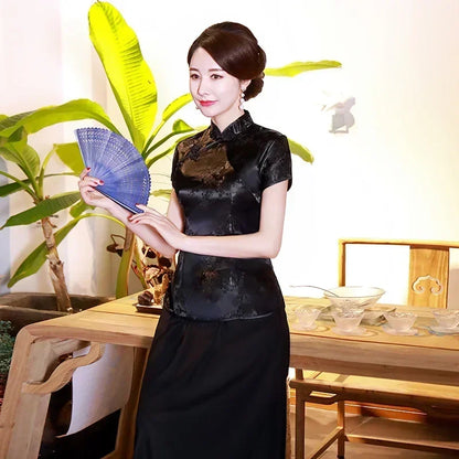 Elegant Ethnic Style Streetwear Cheongsam Qipao Tees Fashion Clothes Tshirts Vintage Shirts for Women Y2k Tops Women Clothing