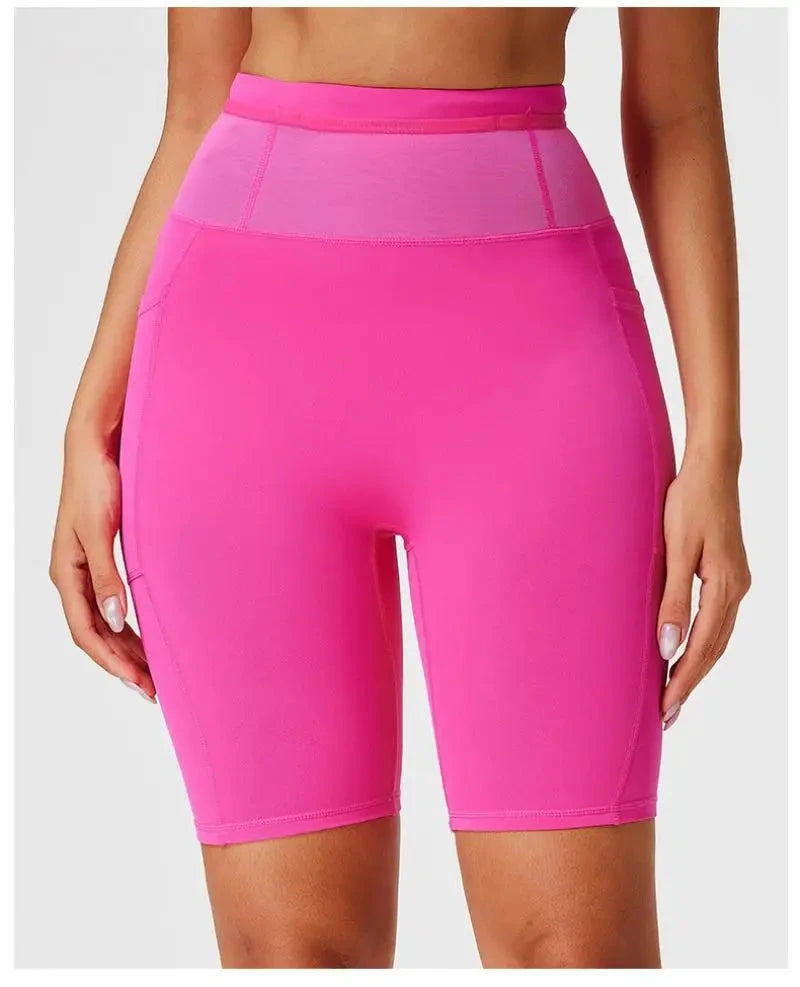 Marathon Compression Shorts with Waistband Pocket Men Women Quick Dry Nylon Workout Tights for Cycling Running Training