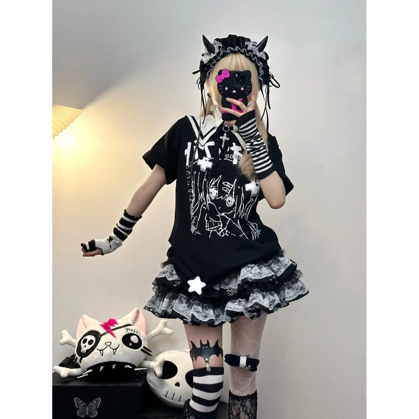 New Skirt Subculture Y2k Japanese Miniskirt Black Punk Harajuku Retro Mini Dress Party Skinny Lace Layered Puff A-line Skirts - AMULET RING STORE