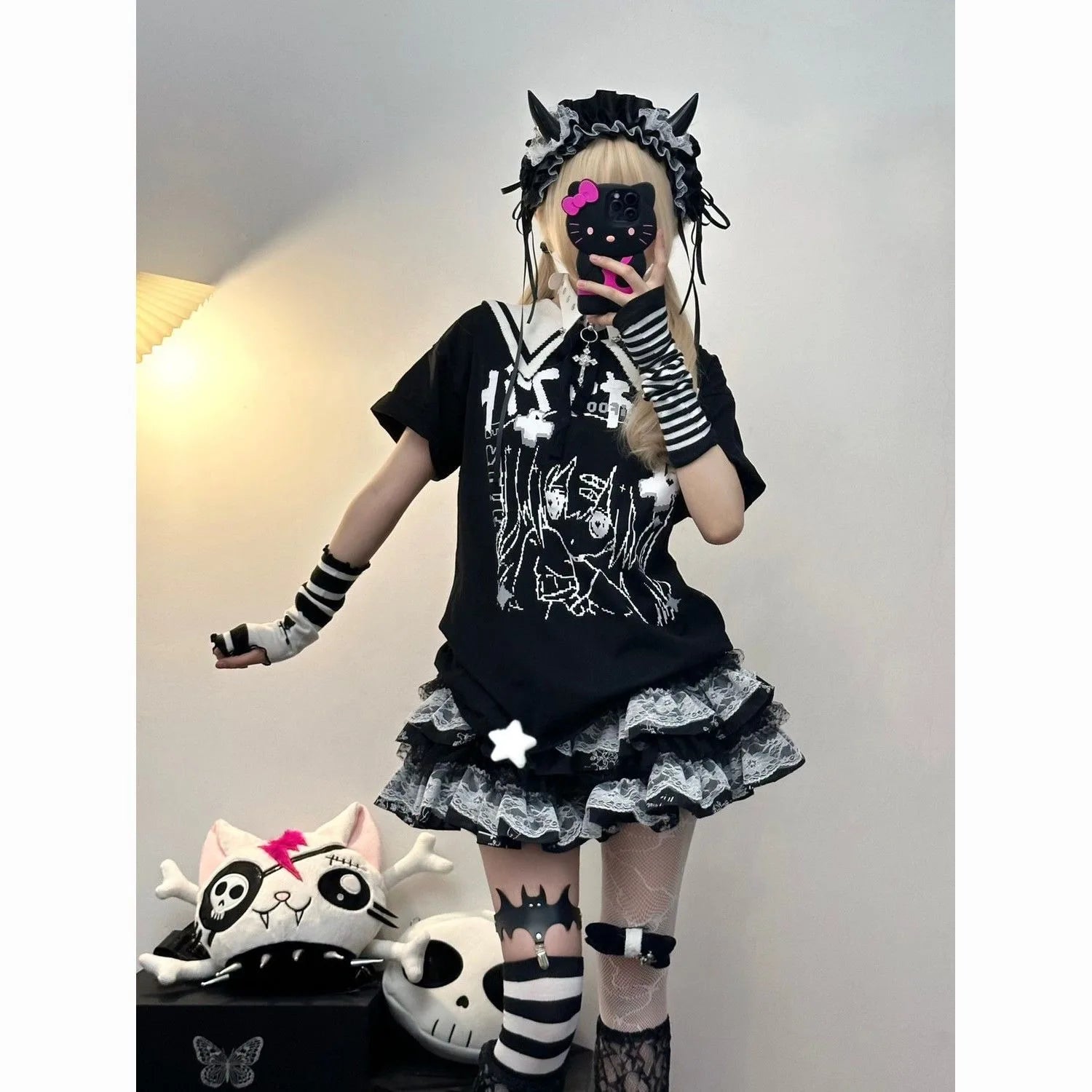 New Skirt Subculture Y2k Japanese Miniskirt Black Punk Harajuku Retro Mini Dress Party Skinny Lace Layered Puff A-line Skirts - AMULET RING STORE