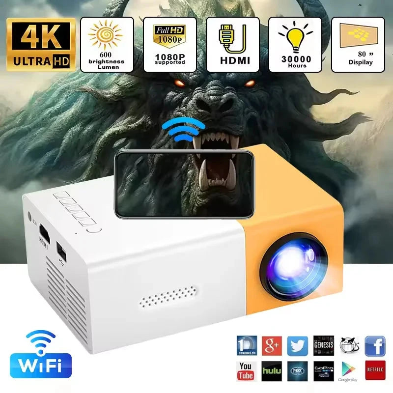 YG300 Mini Projector Portable Projector Wifi Smart 1280 720P Full HD Office Home Theater Video Mini Projector Mobile Projection