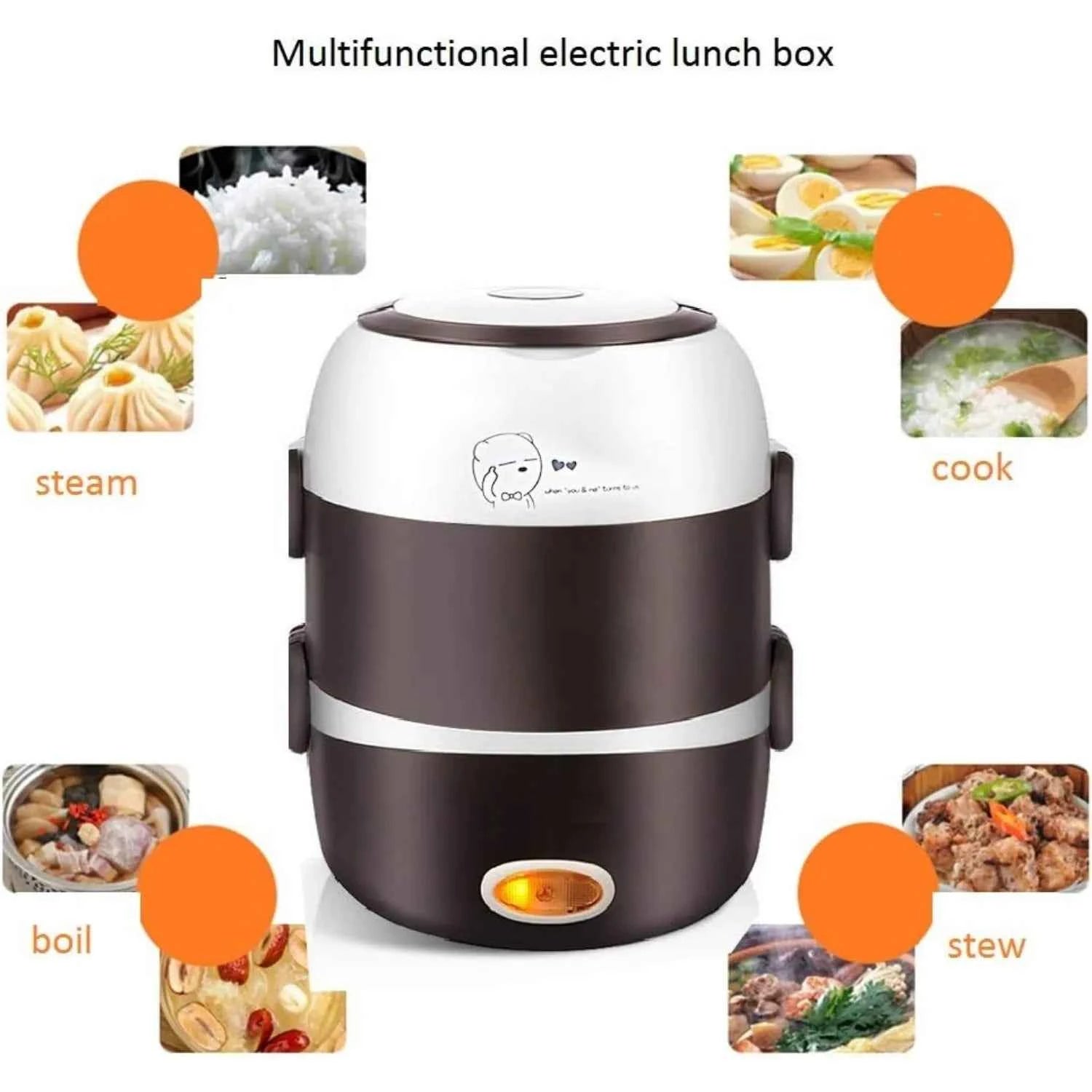 Electric Lunch Box, 3 Layers 2L Portable Electric Heating Bento Lunch Box Food Storage Warmer Container,110V 200W