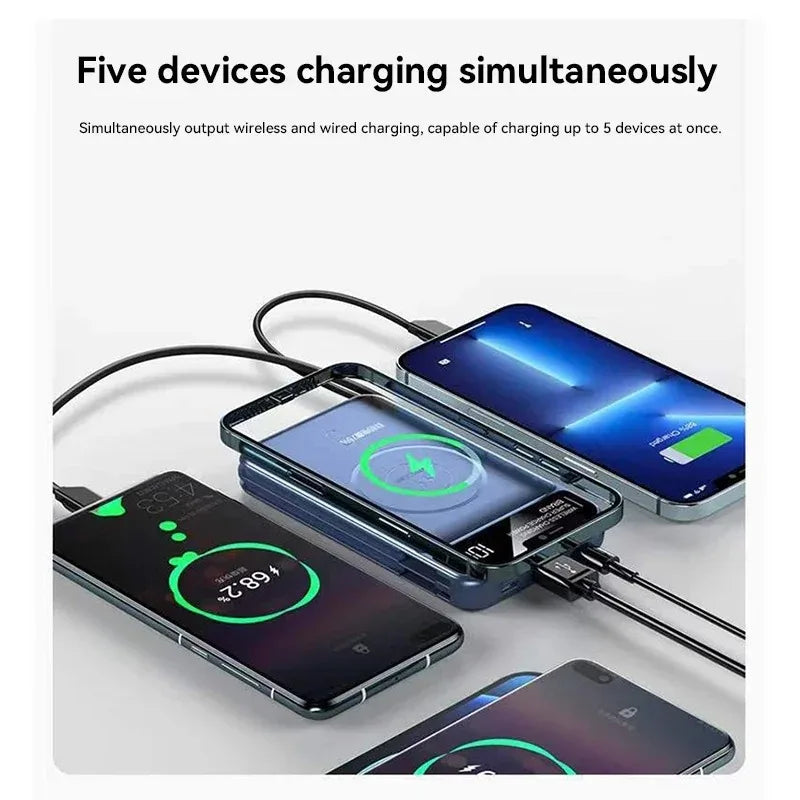 Xiaomi 50000mAh Portable Wireless Charging Power Bank Magnetic Charging Built-in Wire Mobile Phone Battery For Iphone Samsung - AMULET RING STORE