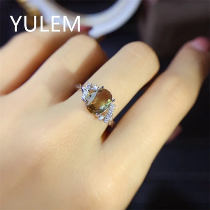 YULEM  Lab Alexandrite Gemstone Ring for Women Solid 925 Sterling Silver Jewelry Oval Natural Stone Engagement Promise