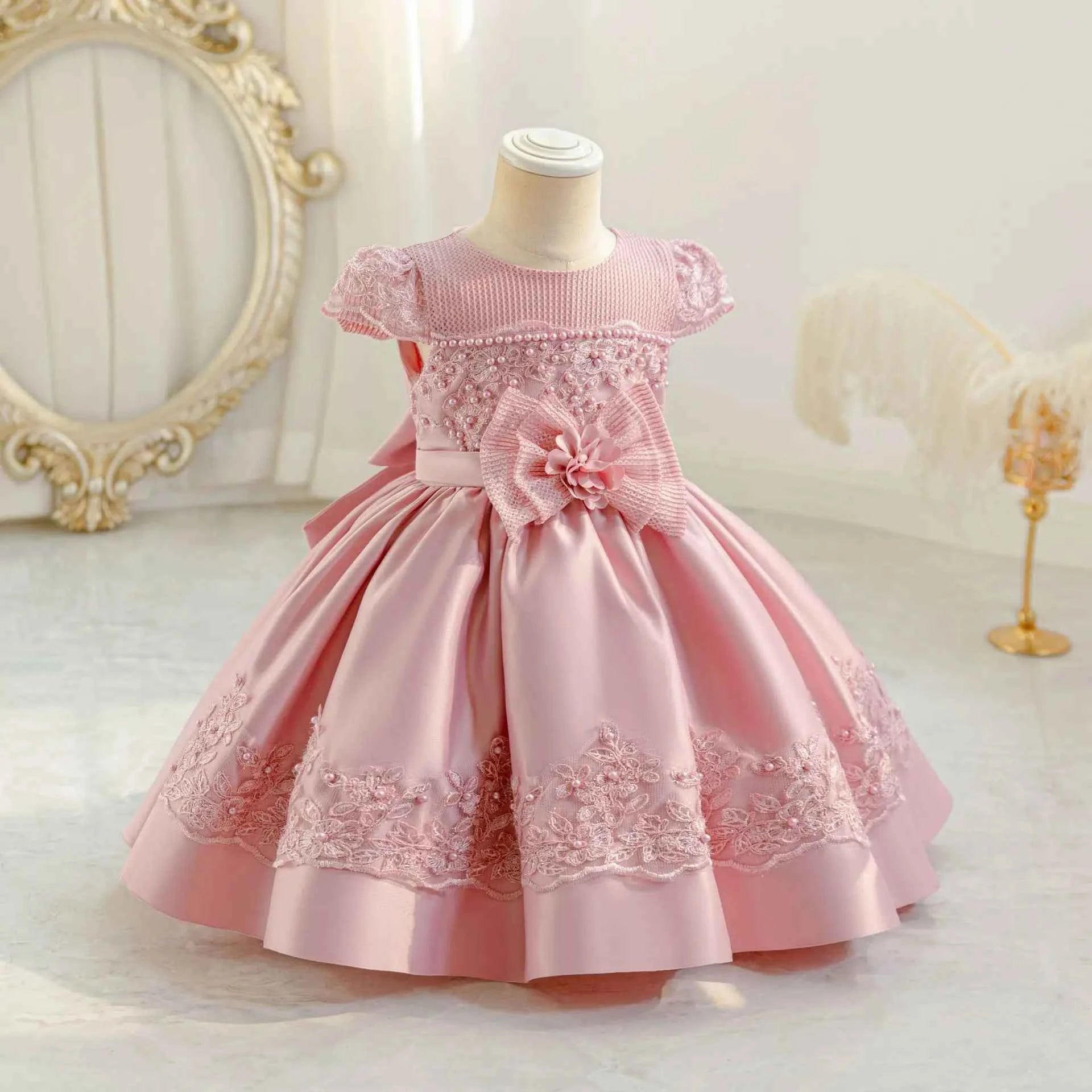 0-4Thildren's wear baby's first birthday party dress color matching gradient Lace Princess Baby Girl Christmas Party Prom Dress