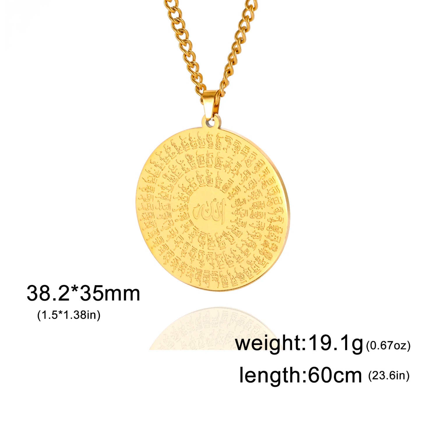 Jeshayuan Allah Name Pendant Necklace For Men Arabian Calligraphy Stainless Steel Religious Amulet Lucky Jewelry Gift - AMULET RING STORE