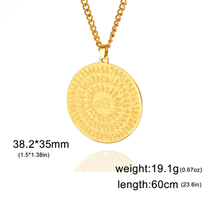 Jeshayuan Allah Name Pendant Necklace For Men Arabian Calligraphy Stainless Steel Religious Amulet Lucky Jewelry Gift - AMULET RING STORE