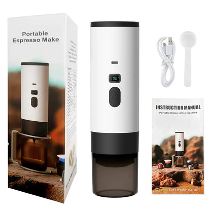 Portable Electric Coffee Maker 3-in-1 Capsule Coffee Grinder Travel Coffee Maker with Cordless Heating for Car and Home Camping - AMULET RING STORE