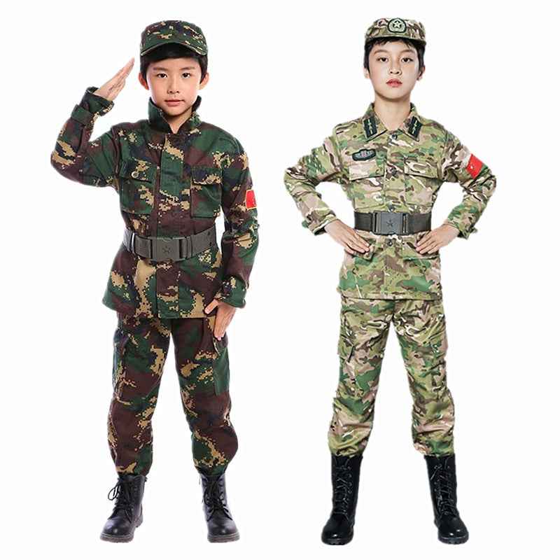 Kids Soldier Costume for Kid Party Army Costume camouflage Costumes for Boys Jungle Field Sniper Set with Pistol Compass Whistle