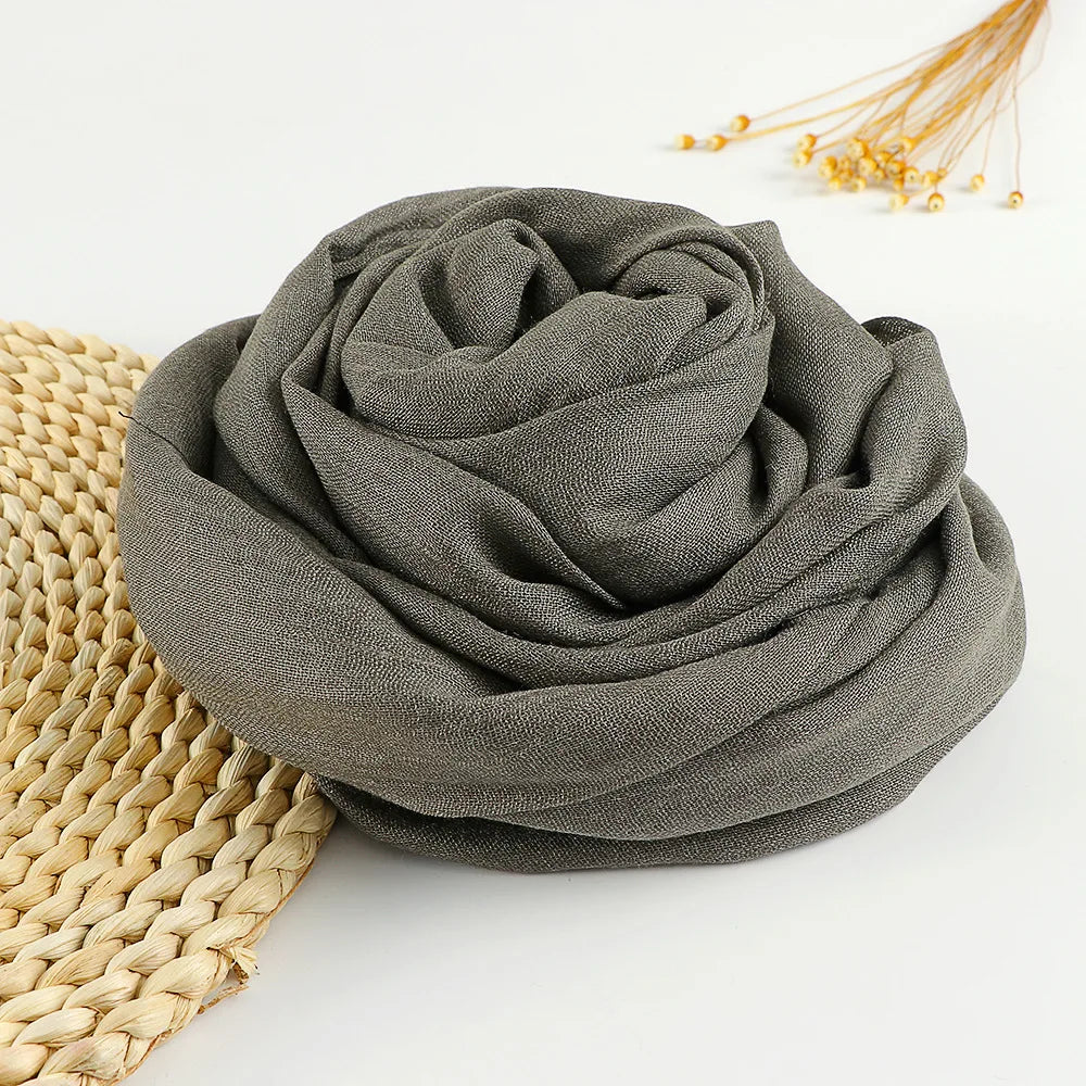 Autumn Winter New Cotton Linen Scarf For Women Girls Solid Color Sunscreen Scarves Soft Foulard Viscose Female Wrap Shawls