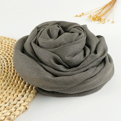 Autumn Winter New Cotton Linen Scarf For Women Girls Solid Color Sunscreen Scarves Soft Foulard Viscose Female Wrap Shawls
