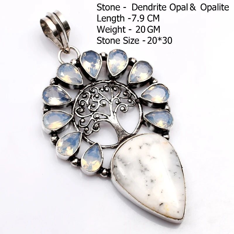 Genuine Blue Topaz Citrine Glass Agate Jasper Amethyst Pendant