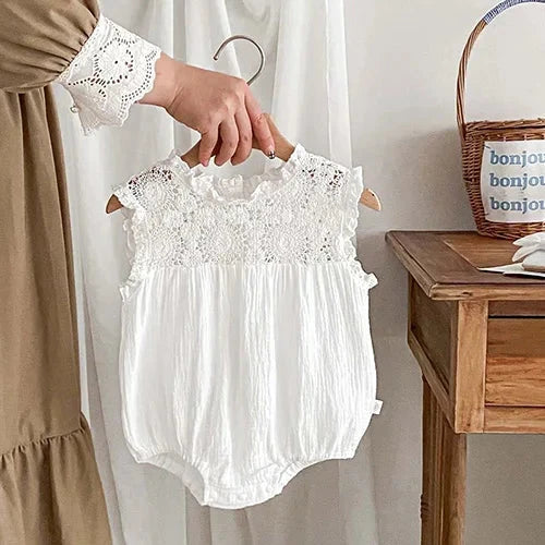 2024 New Summer Toddler Baby Girls Jumpsuit Sleeveless Cotton Solid Color Newborn Baby Girls Romper 0-24M Children Clothes - AMULET RING STORE