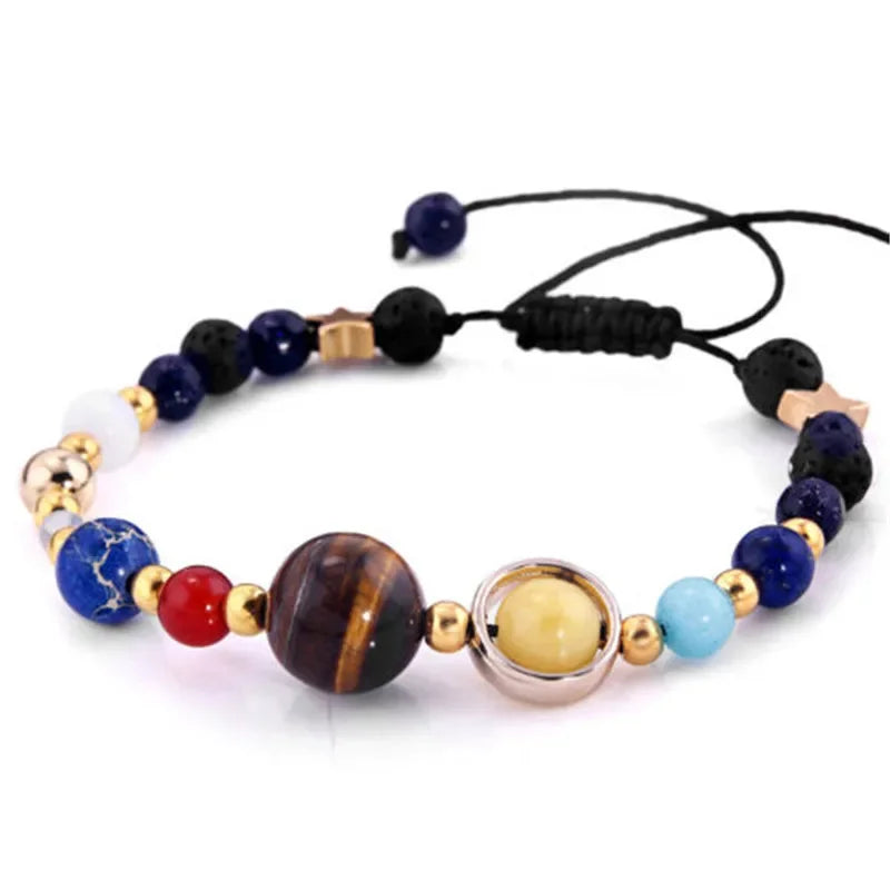 New Cosmic Galaxy Solar System Bracelet Female Transfer Beads Eight Planets Natural Hand-woven Yoga Bracelet Jewelry Accessories