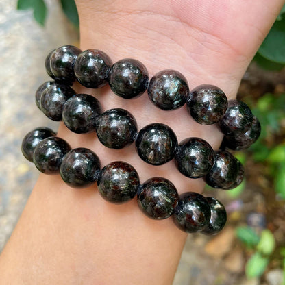 A++ Natural Astrophyllite Stretch Bracelet Crystal Beads for Jewelry Making DIY Accessories 8 10 12mm - AMULET RING STORE