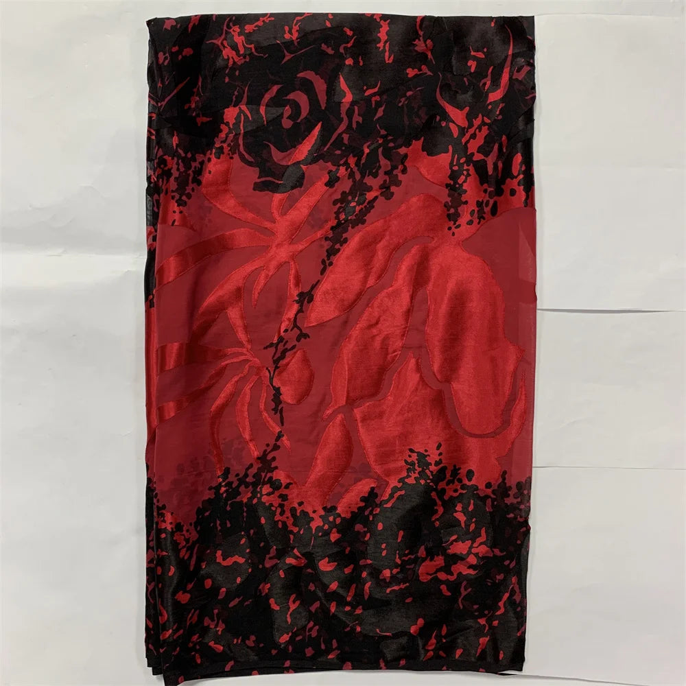 Nigerian Silk Fabrics French Lace Tulle Scarf Burnt-Out Silk Dirac African Fabrics