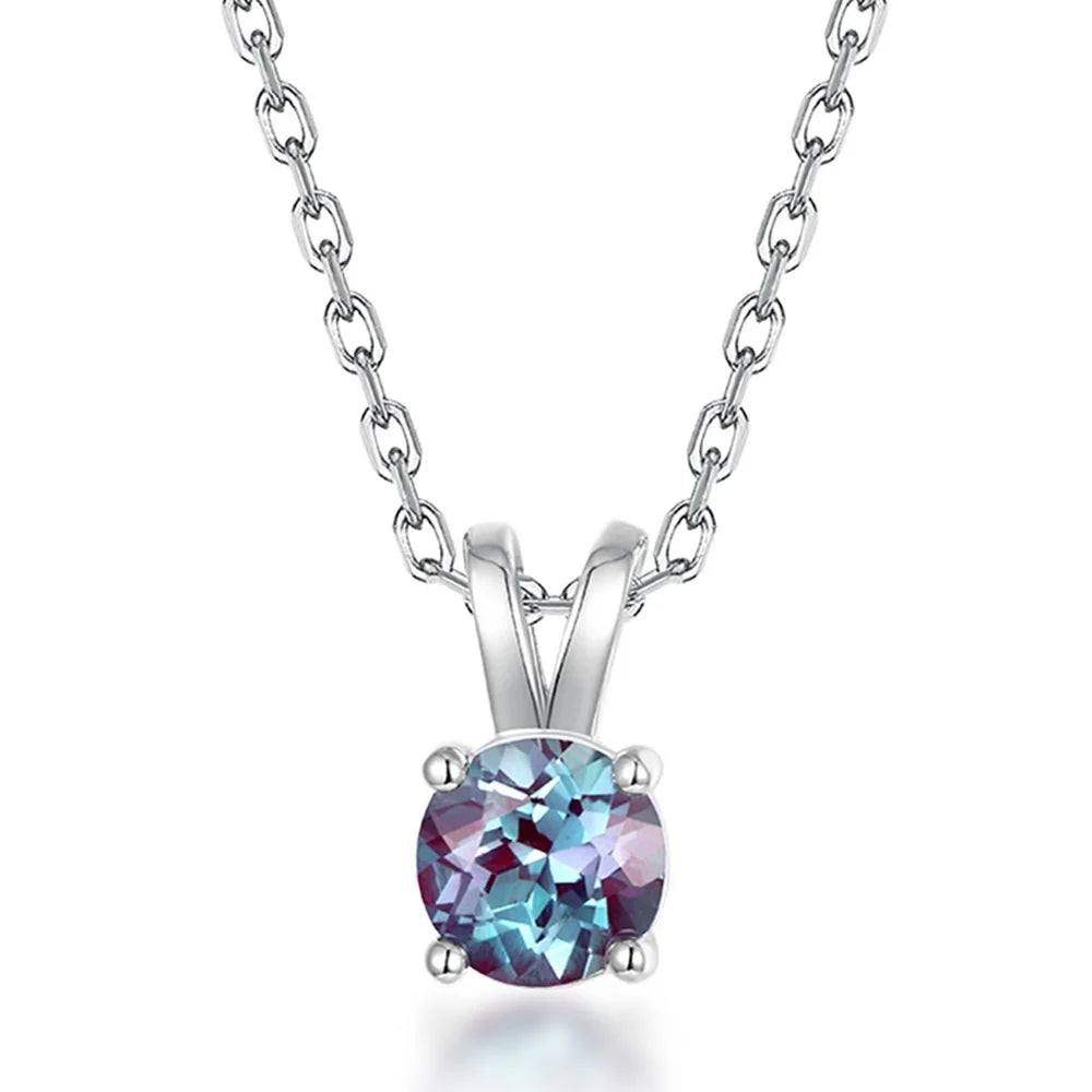 ALLNOEL 0.5ct Lab Created Alexandrite Pendant Necklace for Women 925 Sliver Color Changing Gemstone June Birthstone Wedding Gift