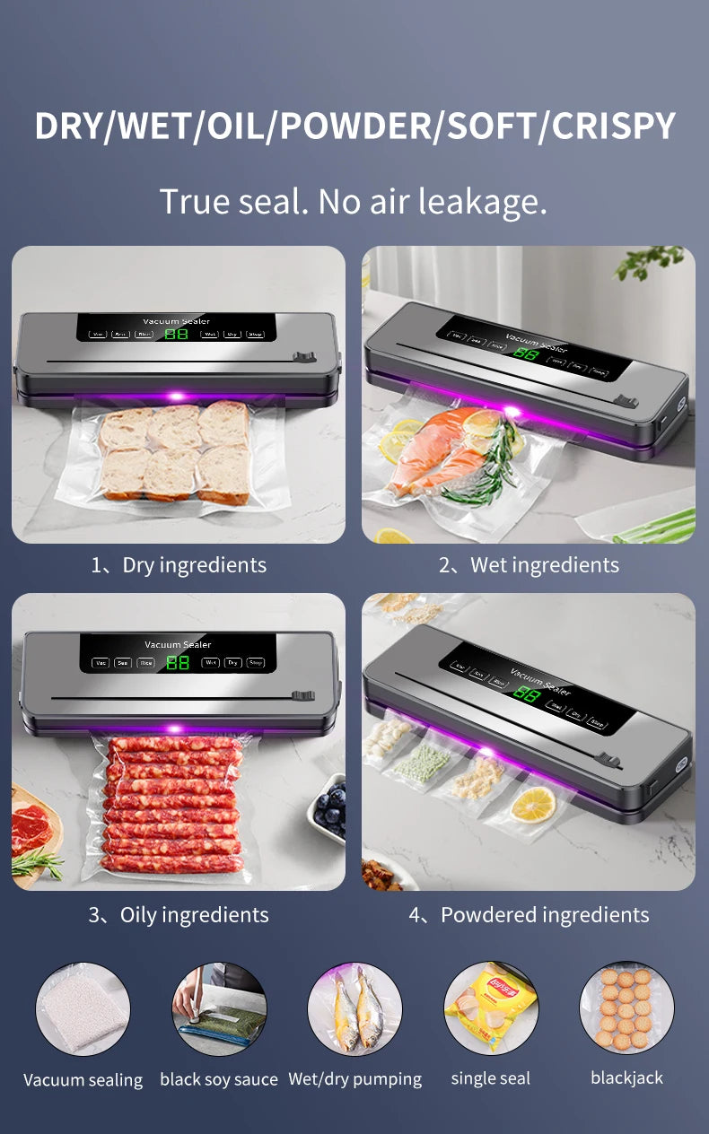 Household electric small vacuum sealer built-in cutting machine kitchen food storage seal vacuum bag touch button vacuum sealer - AMULET RING STORE