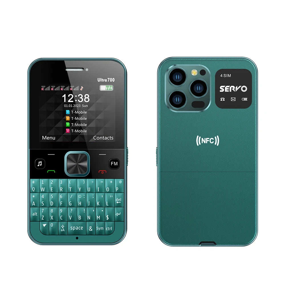 SERVO 4 SIM Card 4 Standby QWERTY Keyboard Mobile Phone Speed Dial Blacklist FM Radio Flashlight 2G GSM Cellular Cellphone TypeC