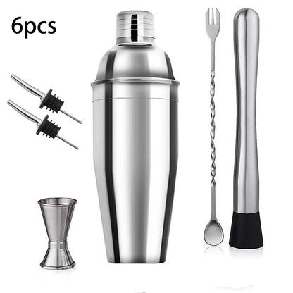 6/7/10pcs Stainless Steel Cocktail Shaker Bartending Tools Bartender Kit Martini Sharker Drink Mixer Set With Storage Bag - AMULET RING STORE