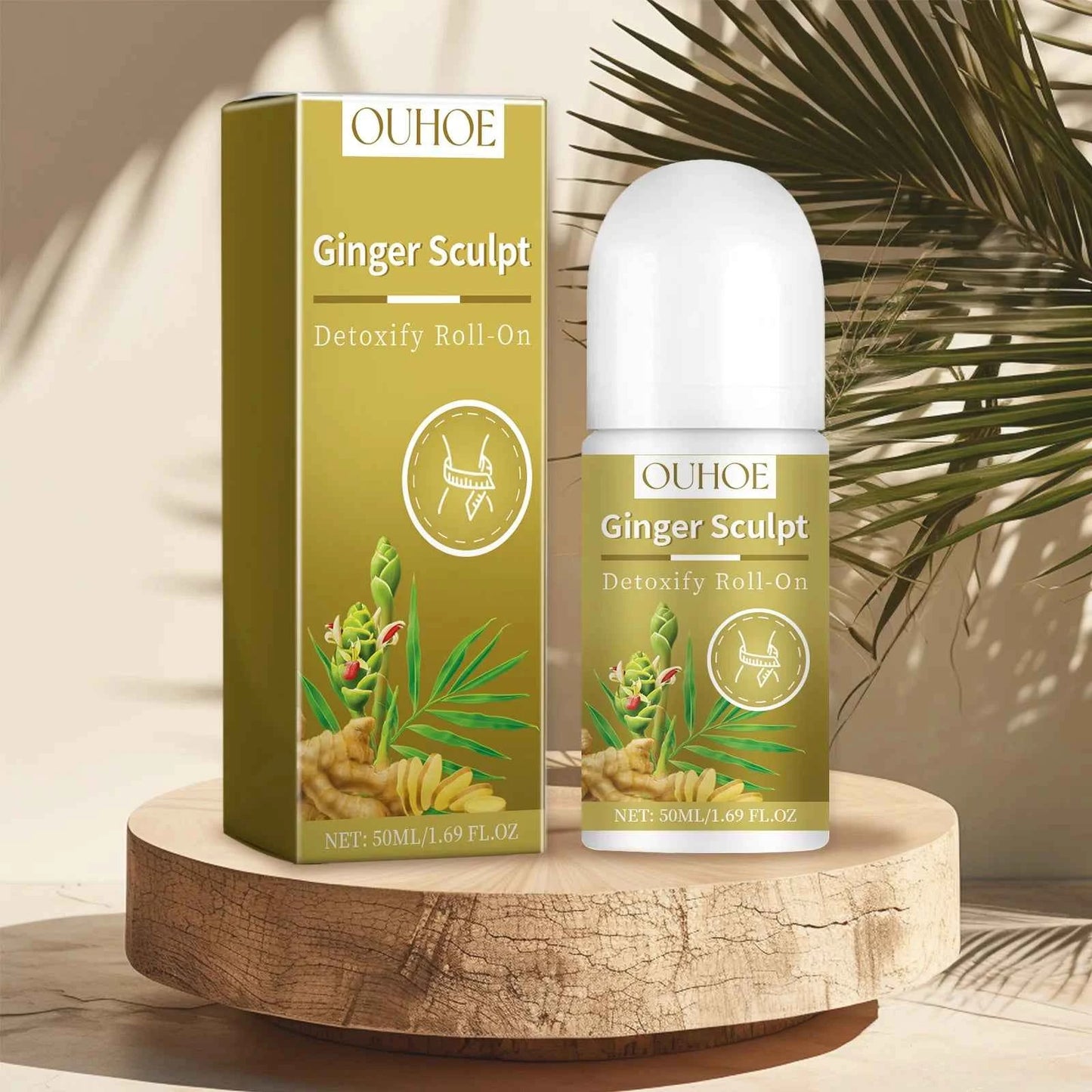 Ginger Sculpt Detoxify Roll-on Ginger Extract Increase Metabolism Promote Fat Burning Moisturizing Skin Care Body Ball Massage