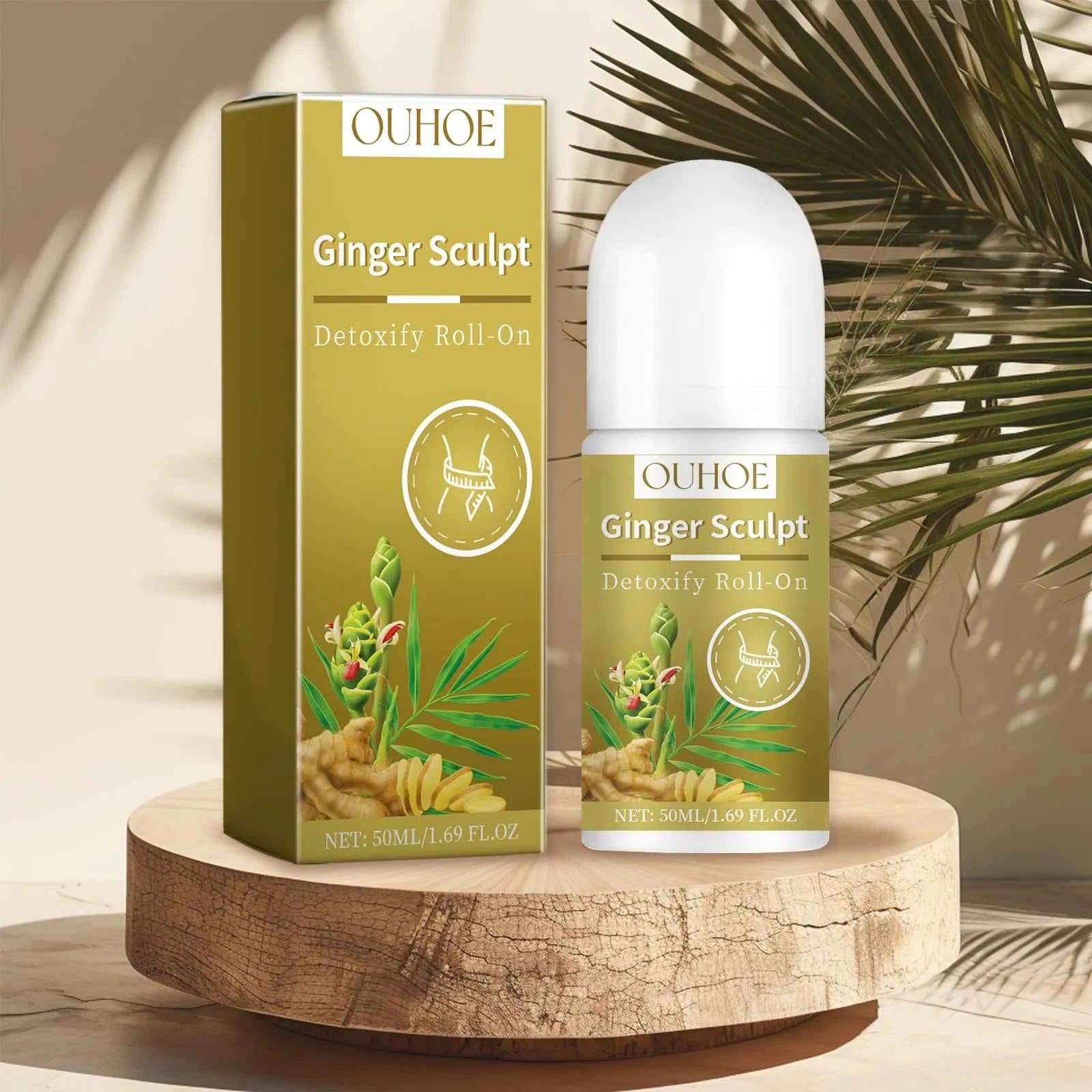 Ginger Sculpt Detoxify Roll-on Ginger Extract Increase Metabolism Promote Fat Burning Moisturizing Skin Care Body Ball Massage
