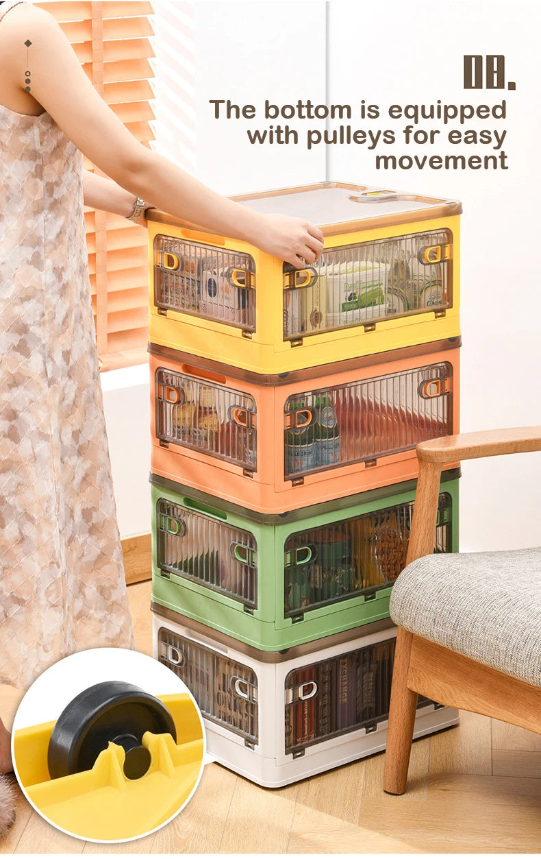 Foldable Storage Box Closet Organizer with Wheels Outdoor Stackable Sundries Organizer Clothes Quilts Toys Books Storage Box - AMULET RING STORE
