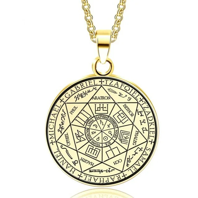 Seven Archangels Solomon Kabbalah Pendant Star of David Devil Eye Angel Seal Necklace