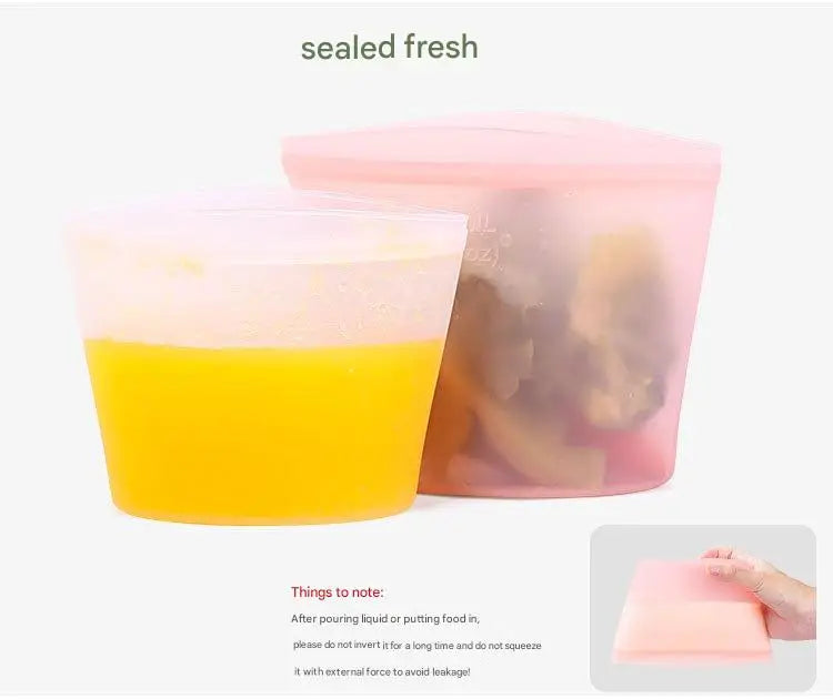 1/3/4Pcs/Pack Silicone Storage Bag,Reusable Food Grade Fresh-keeping Zipper Bags,BPA Free,Leakproof,Microwave&Dishwasher Safe - AMULET RING STORE