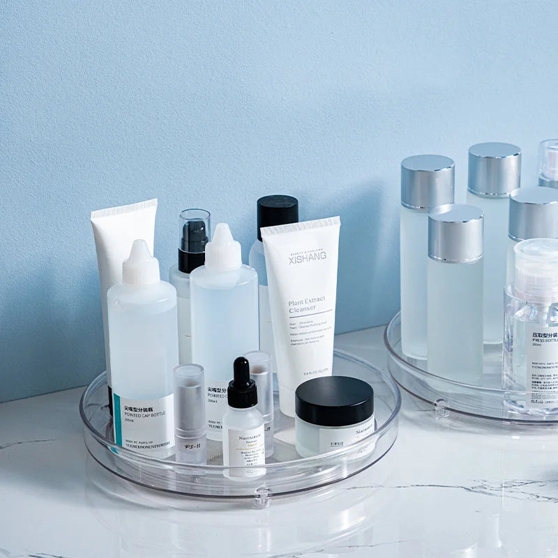 360 Rotation Cabinet Turntable Organizer Storage Spice Rack Drink Cosmetic Storage Rack PET Kitchen Turntable Bathroom Tray - AMULET RING STORE