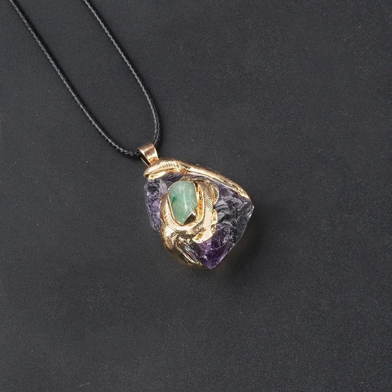 Natural Stone Gold Plated Pendant Necklace Irregular Gilt snake shape Crystal Link Healing Crystals Stone Necklaces For Women