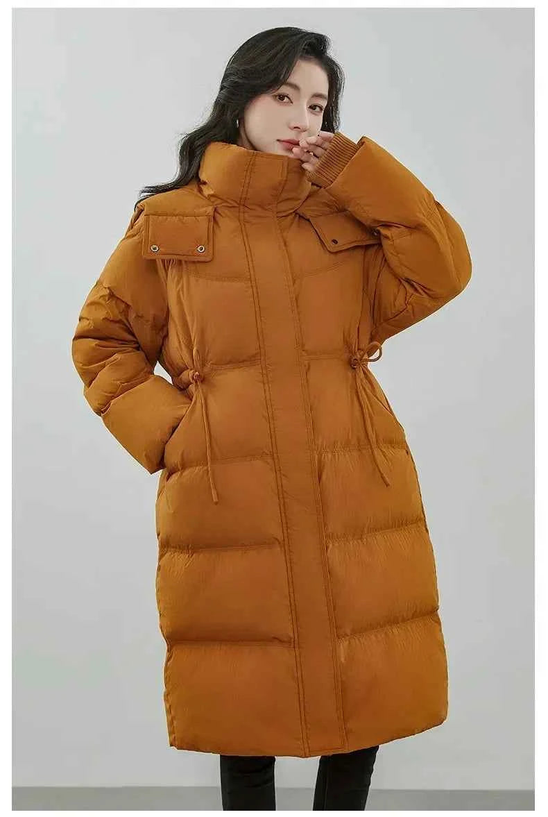 Ultra-Warm Down Jacket for Women 2025 Winter New Arrival Hooded, Knee-Length, Thickened, Waist-Defining, Versatile Coat