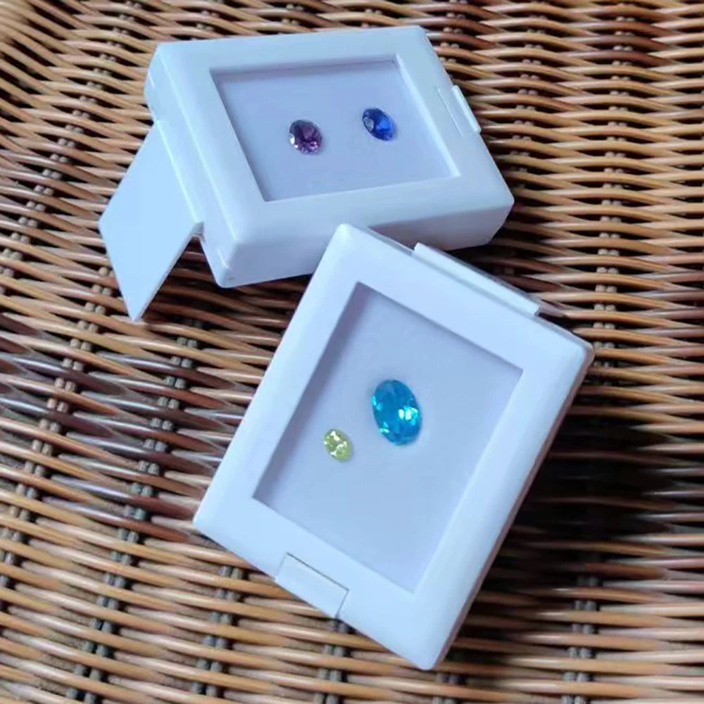 Transperant Square Diamond Jewelry Storage Box Stone Display Case Round Gemstone Organizer 1Pc Small Coin Ring Travel Gift Box - AMULET RING STORE