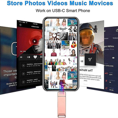 360° Rotate 2TB USB 3.0 Flash Drive 3 In 1 128GB 256GB 512G 1TB Memory Stick To For iPhone Photo Stick External Storage - AMULET RING STORE