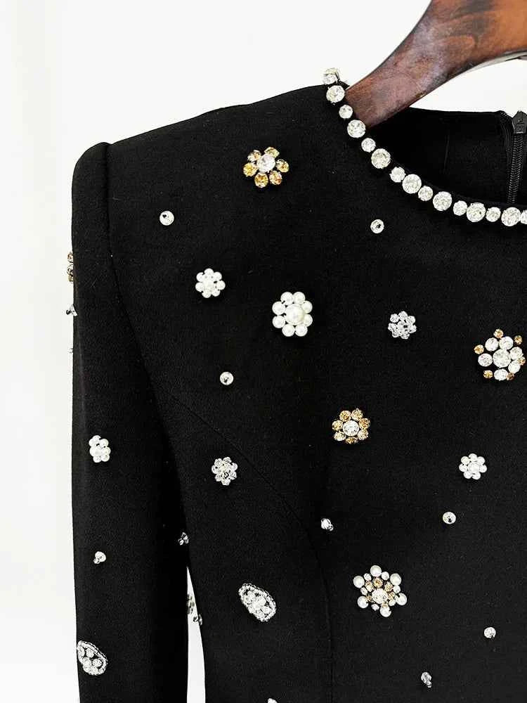 HIGH STREET Newest Fashion 2025 Designer Party Vestido Women's Formal Long Sleeve Luxurious Beaded Long Maxi Dress