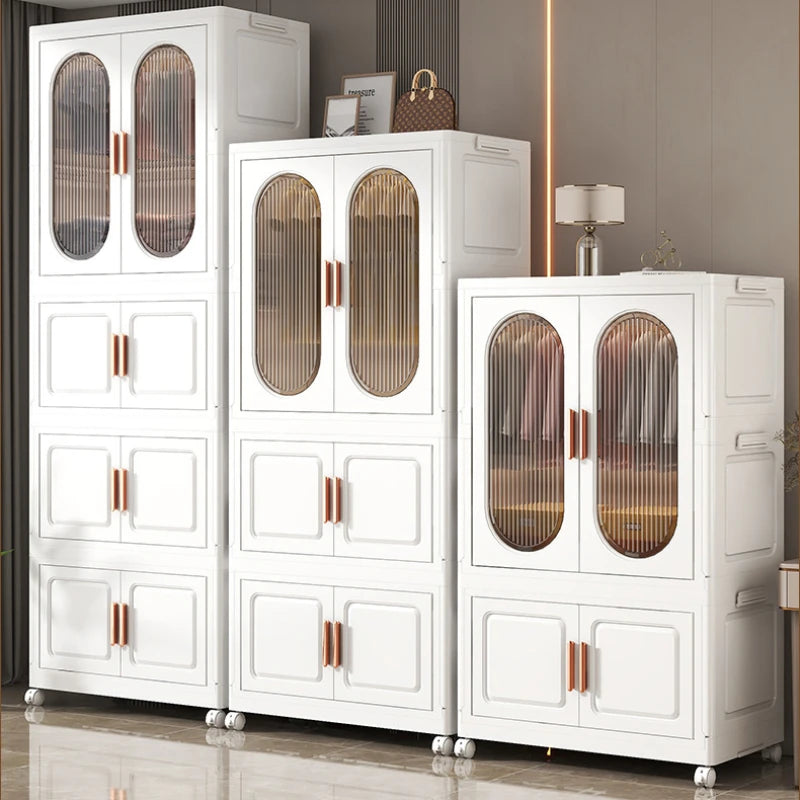 Stackable Large Capacity Fold Storage Box Plastic Clothing Storage Bin with Lid with Wheels Sundries Storages With Double Door - AMULET RING STORE