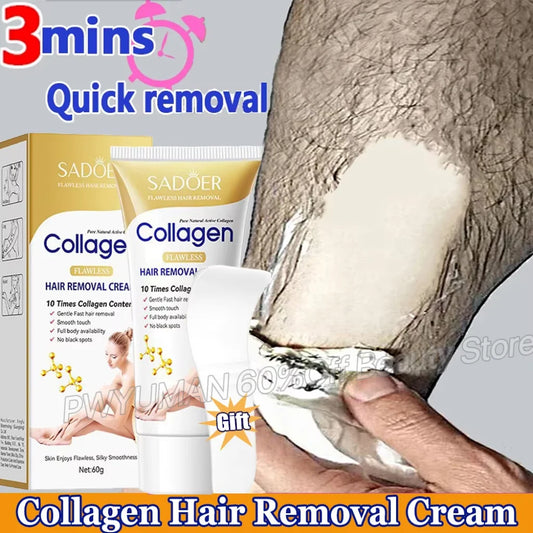 Fast Hair Removal Cream Painless Hair Growth Inhibitor Arm Armpit Legs Permanent Depilatory for Men Women Beauty Body Care 60g - AMULET RING STORE