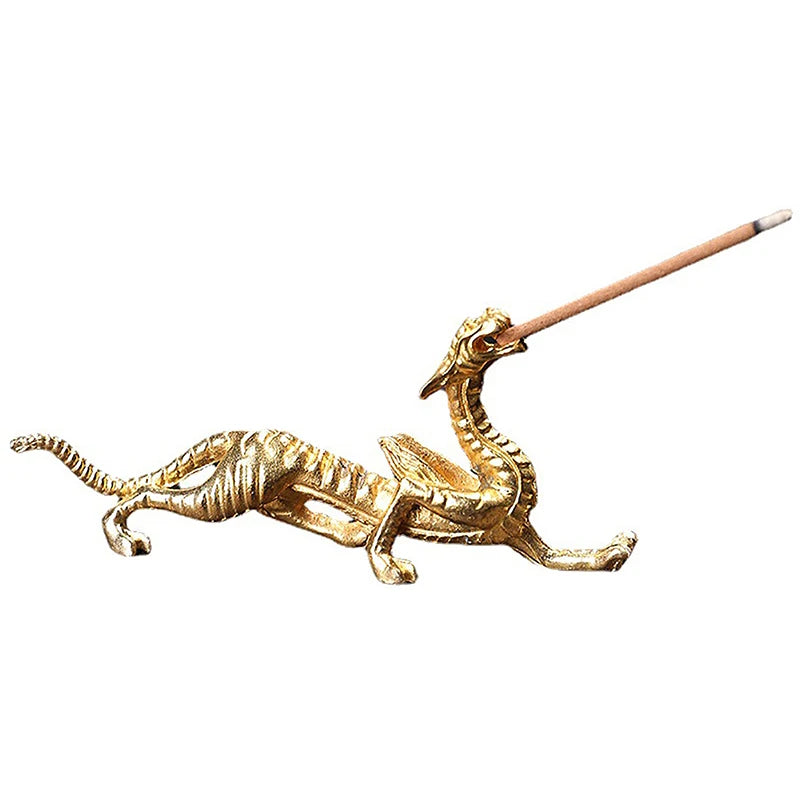 1Pc Metal Gold Dragon Incense Stick Burner Dragon Incense Holder Mini Sandalwood Censer Aromatherapy Home Office Decor