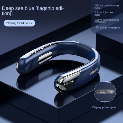 Portable Neck Fan 10000mAh Mini Bladeless Silent Neckband Fan USB Rechargeable 3 Speeds Mute Wireless Electric Neck Cooler Fans