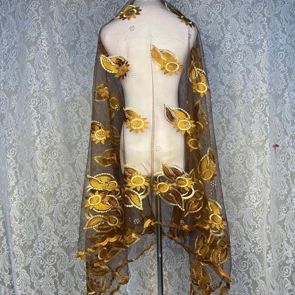 on sale 2025 New African Net Hijab Scarf For Muslim Women African Dubai Islam Headscarf Embroidery Shawls voile - AMULET RING STORE