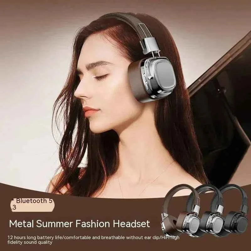 Retro Trendy Wireless Headphone Bluetooth 5.3 Long Battery Life Stereo Music Sport Foldable OverEar Headset with Noise Reduction