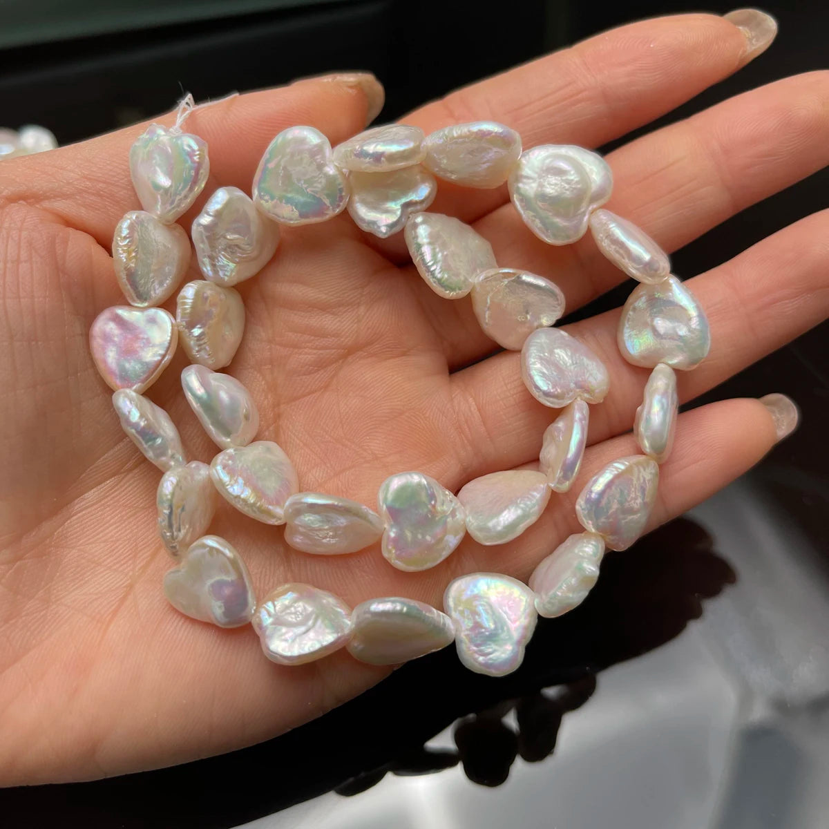 13mm Heart Shaped Baroque Pearl Spacer Beads Natural Freshwater Pearl Beads for Jewelry Making DIY Necklace Bracelet Accessories - AMULET RING STORE