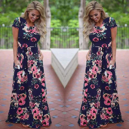 Women Summer Floral Print Maxi  2025 Loose White Boho Beach Dress Women Vintage Evening Party Long Dress Vestidos Female Robe
