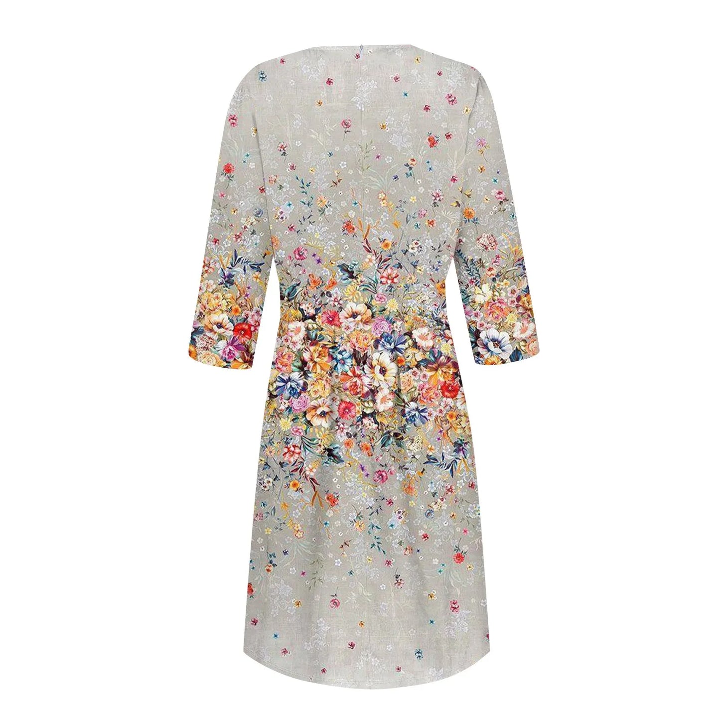 Traf Women 2025 Women'S Casual And Fashionable 3/4 Sleeve Pocket With Back Zipper Dress