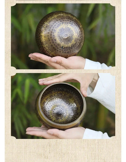 Nepal Handmade Tibetan Bowls Large Brass Singing Bowl Buddhist Meditation Sound Therapy Chakras Healing Sound Bowls Mindfulness - AMULET RING STORE