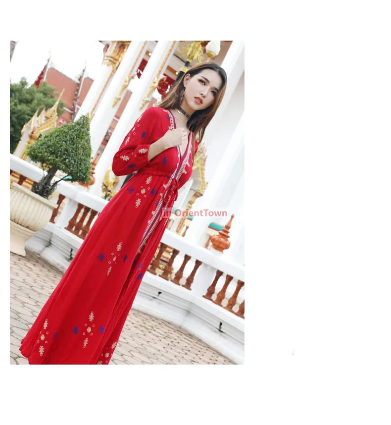 Sari India Women Clothing National Embroidered Dress Cotton Pakistan Style Costume Indian Top Long  Blouse